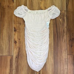 Medium / Cream Mini dress off the shoulder